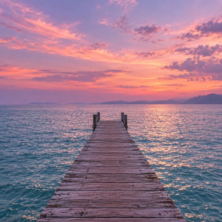 Fondo de pantalla vsco girl muelle al atardecer