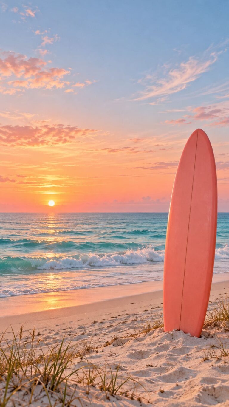 Fondo de pantalla vsco girl surf al amanecer
