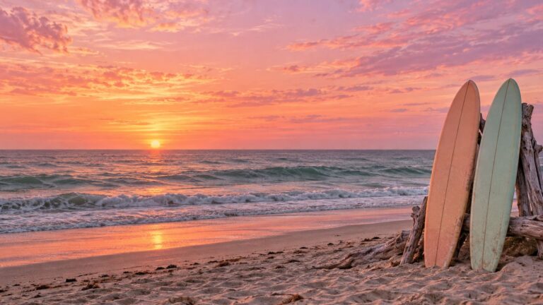 Fondo de pantalla vsco girl surf al atardecer