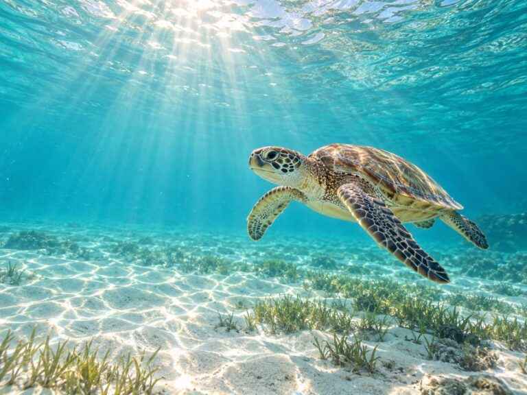 Fondo de pantalla vsco girl tortuga en agua turquesa