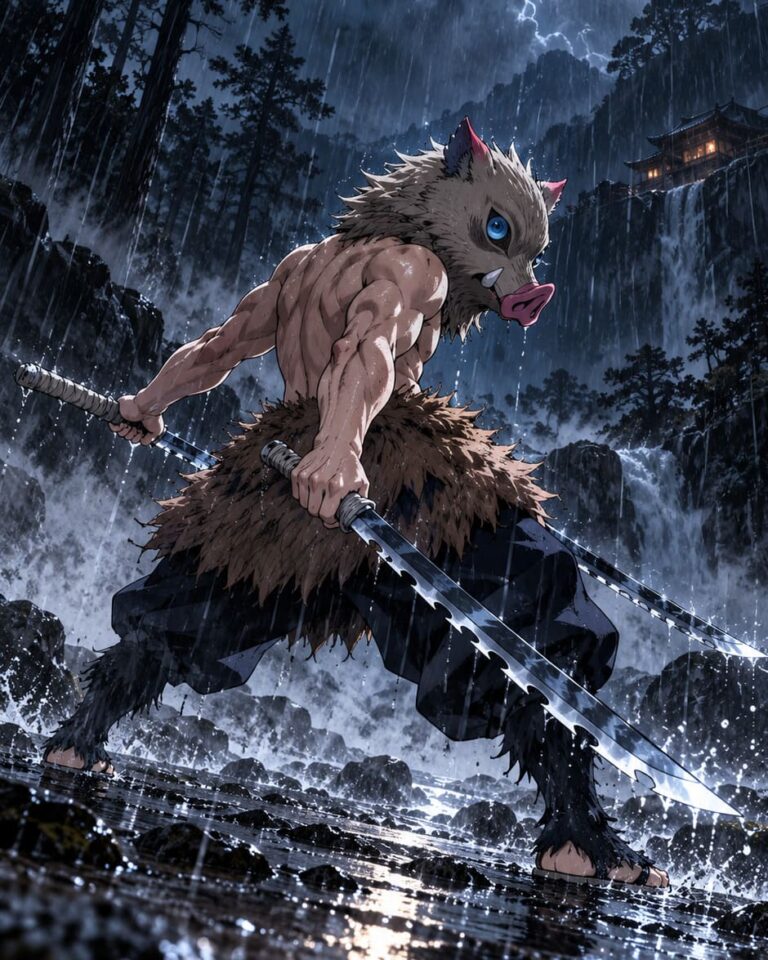 Inosuke fondo pantalla lluvia nocturna