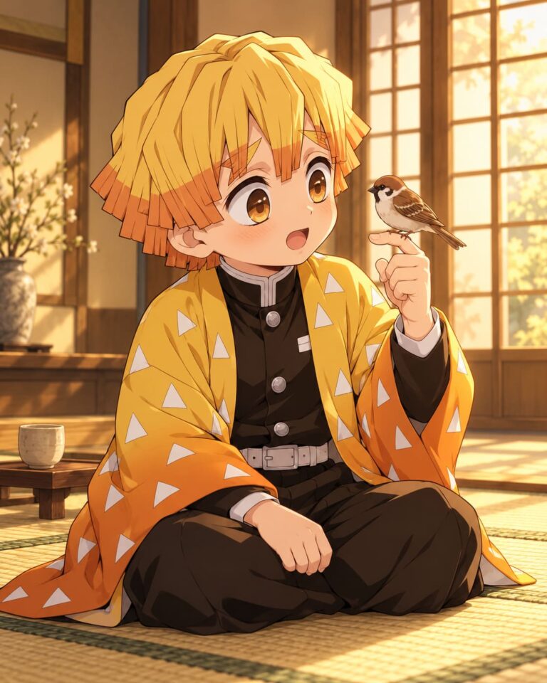 Zenitsu fondo de pantalla chibi y chuntaro