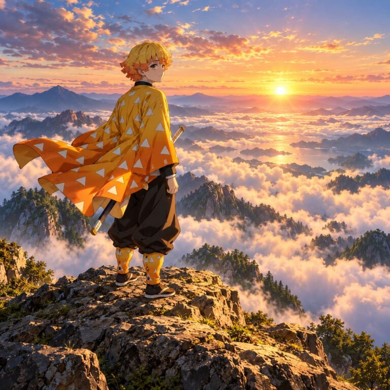 Zenitsu fondo de pantalla cumbre al amanecer