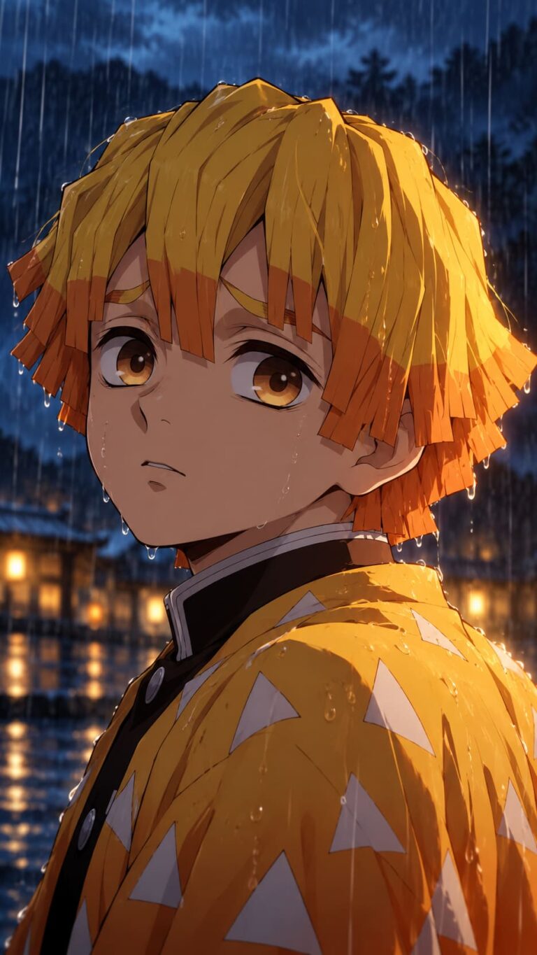 Zenitsu fondo de pantalla retrato lluvia