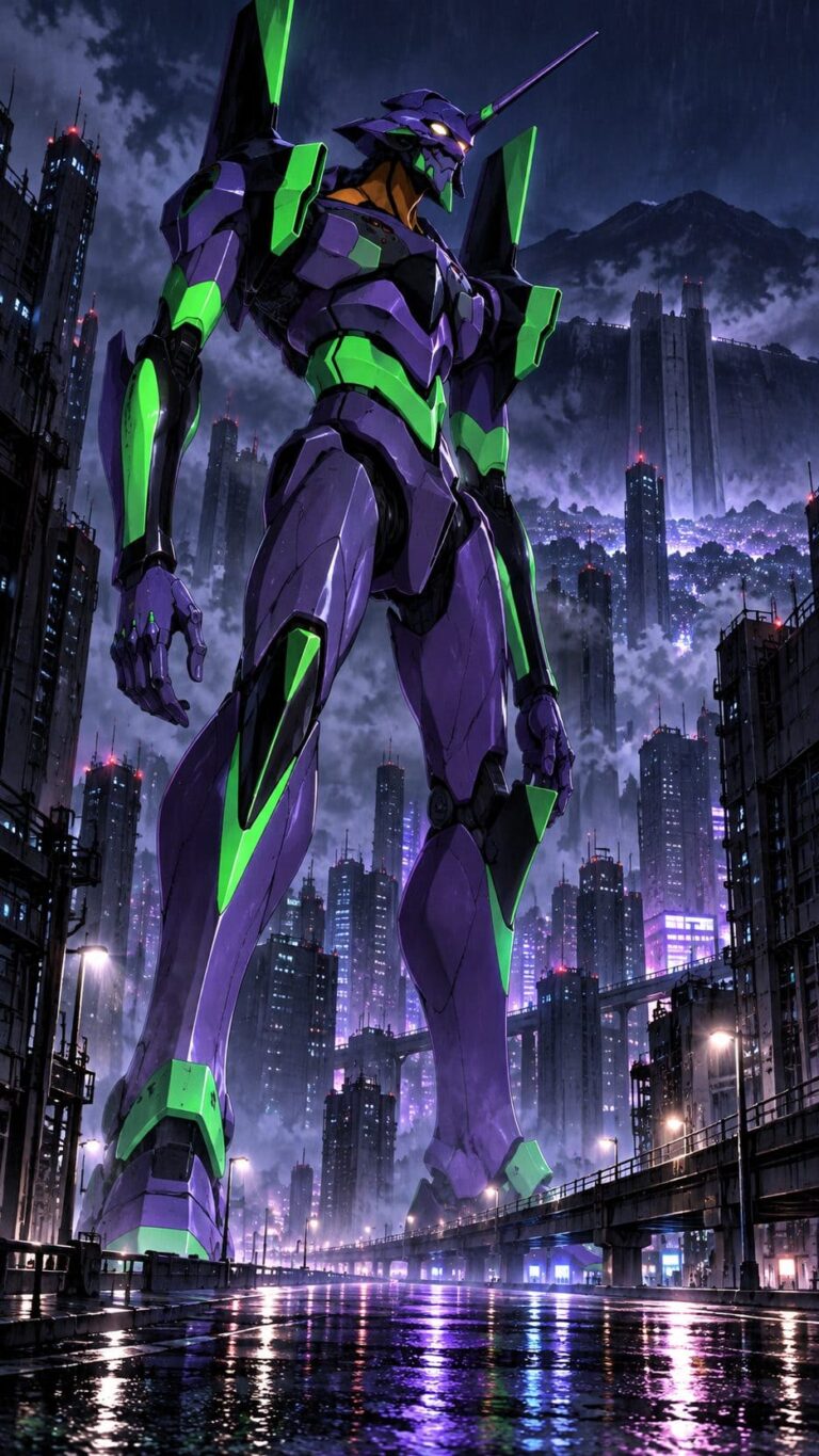 Evangelion fondo de pantalla eva 01 ciudad nocturna