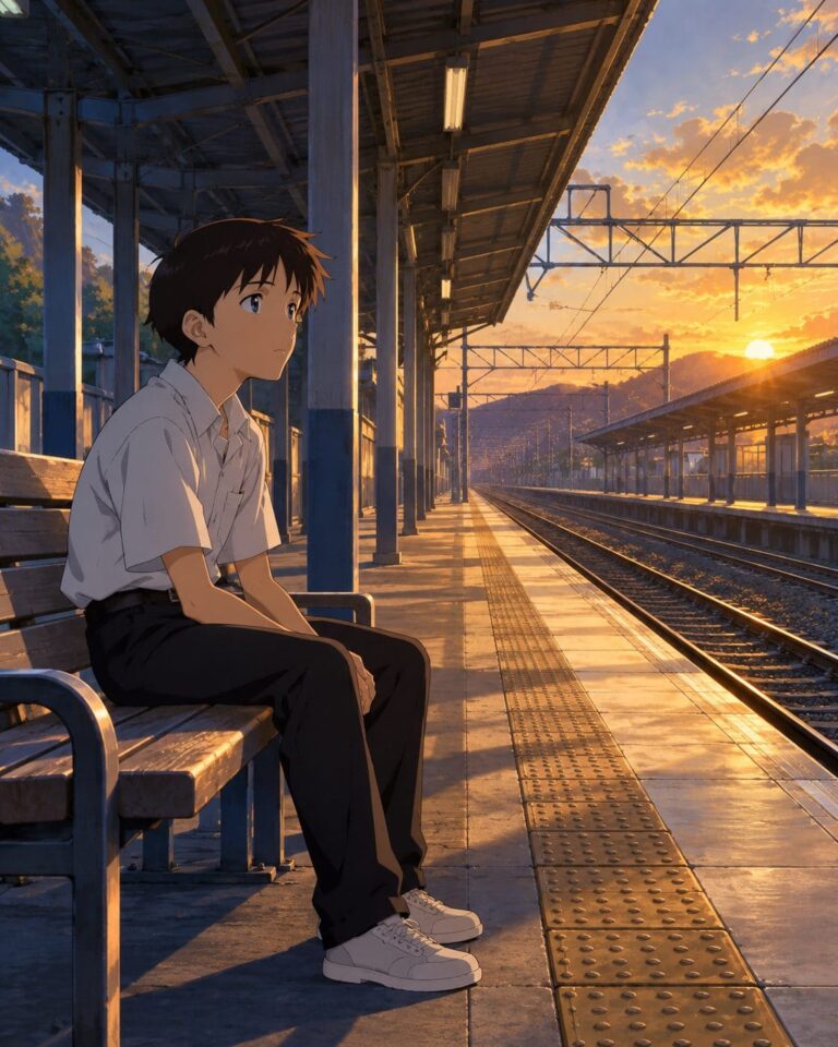 Evangelion fondo de pantalla shinji estacion vacia