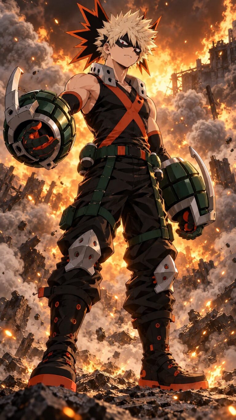 Fondo de pantalla bakugou humo y chispas