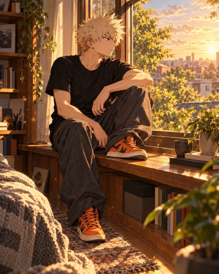 Fondo de pantalla bakugou junto a la ventana