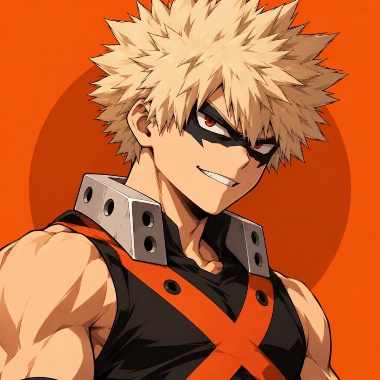 Fondo de pantalla bakugou retrato sobre naranja