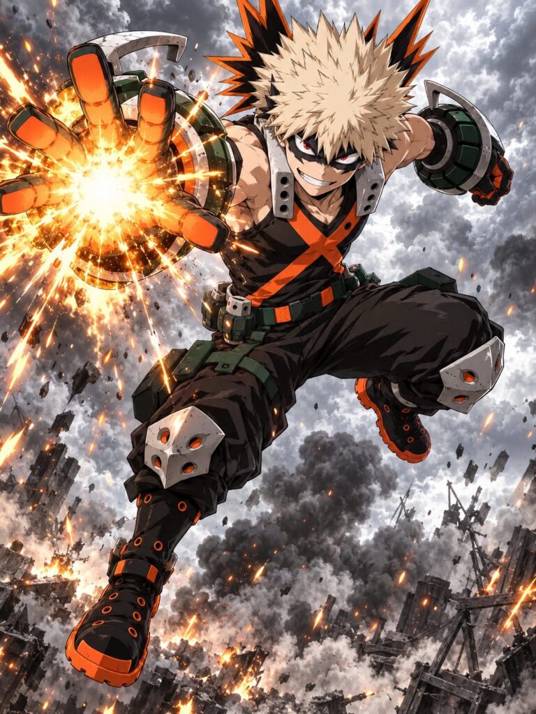 Fondo de pantalla bakugou salto explosivo