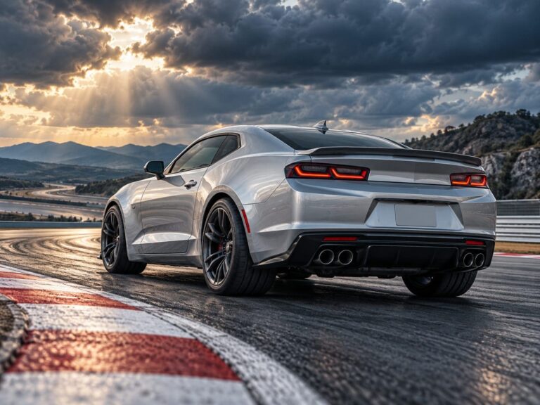 Fondo de pantalla camaro plateado circuito