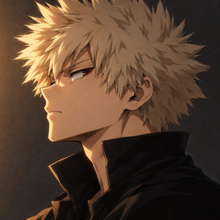 Fondo de pantalla de bakugou perfil con luz ambar