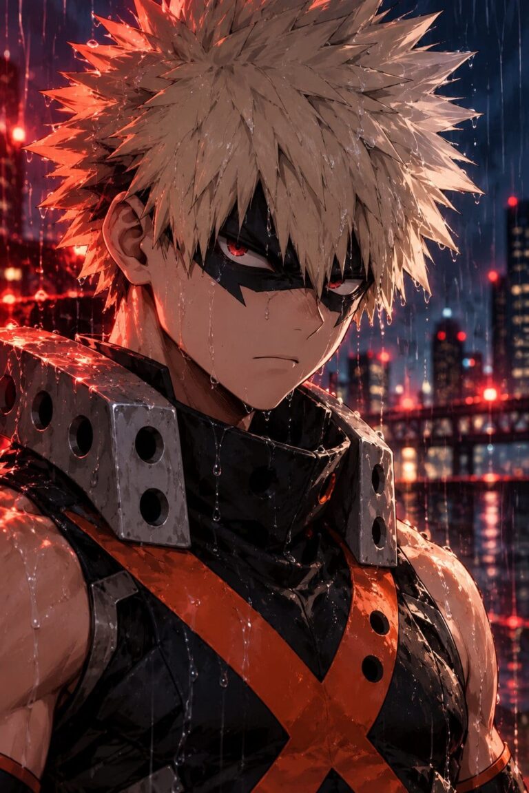Fondo de pantalla de bakugou retrato bajo la lluvia