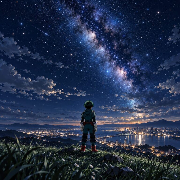 Fondo de pantalla de deku colina bajo las estrellas