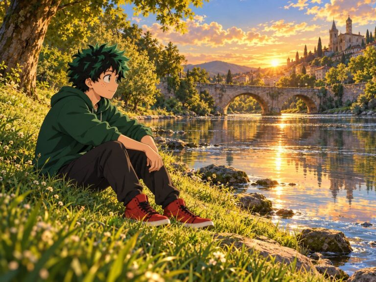 Fondo de pantalla de deku descanso junto al rio