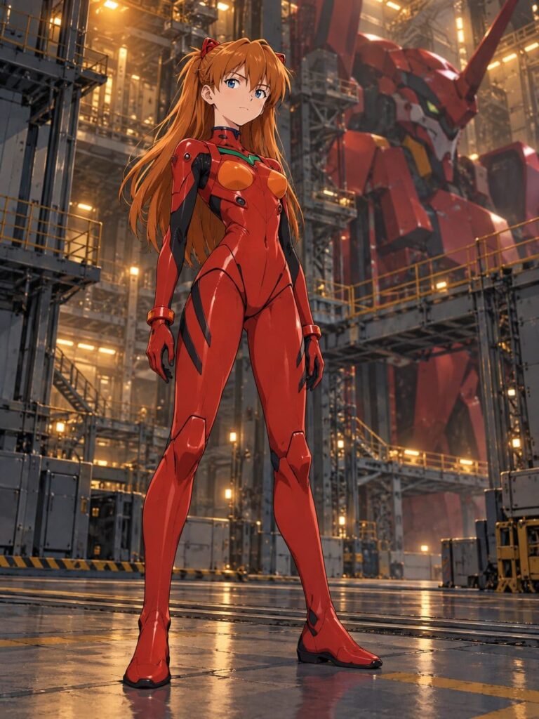 Fondo de pantalla de evangelion asuka en el hangar