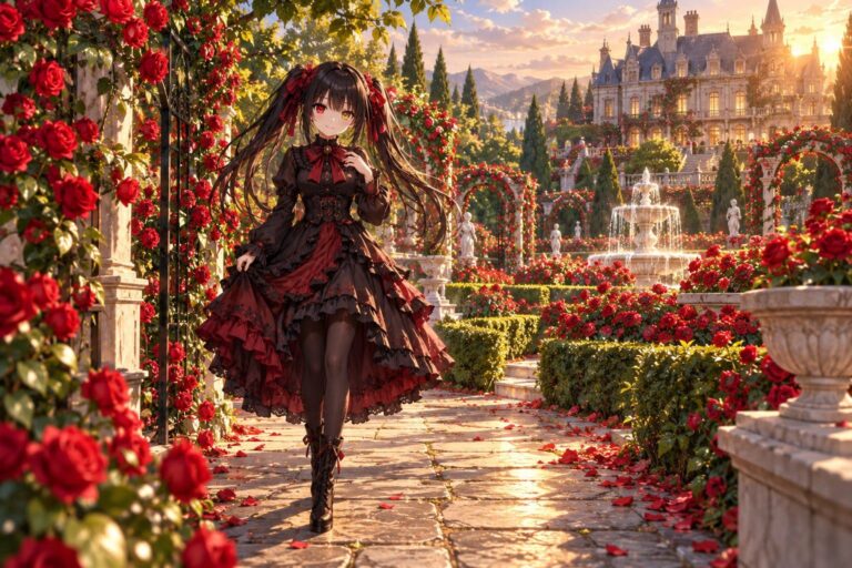Fondo de pantalla de kurumi jardin de rosas