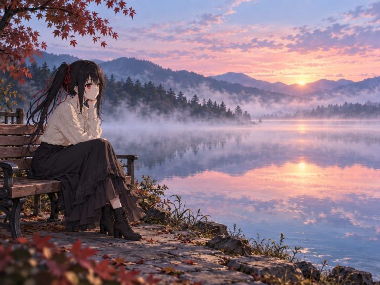 Fondo de pantalla de kurumi lago al amanecer