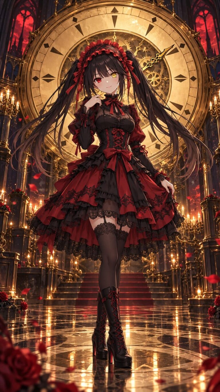 Fondo de pantalla de kurumi reloj dorado