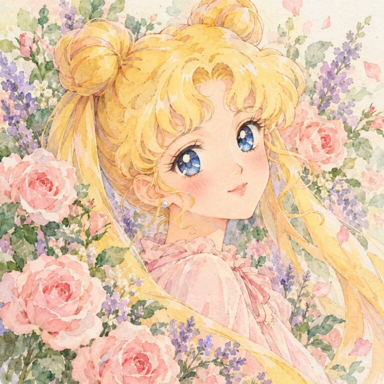 Fondo de pantalla de sailor moon acuarela floral