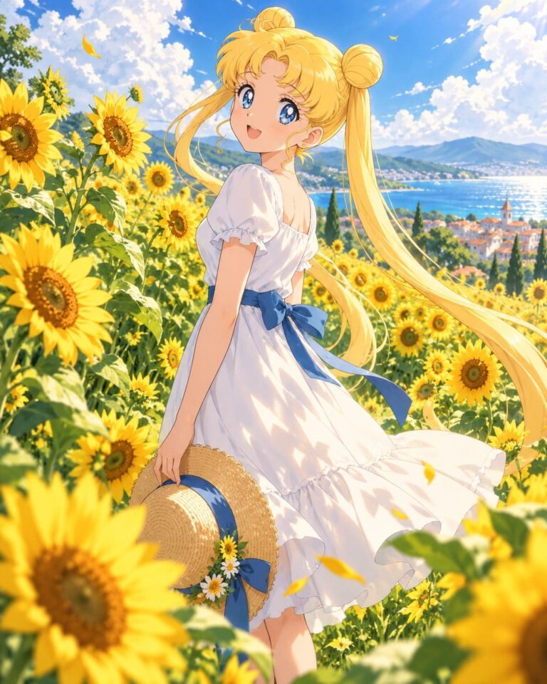 Fondo de pantalla de sailor moon girasoles