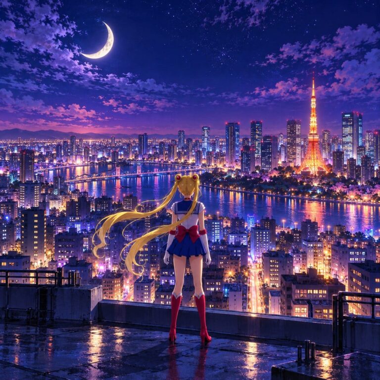 Fondo de pantalla de sailor moon tokio nocturno