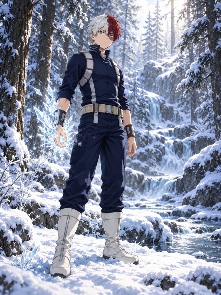 Fondo de pantalla de todoroki bosque nevado