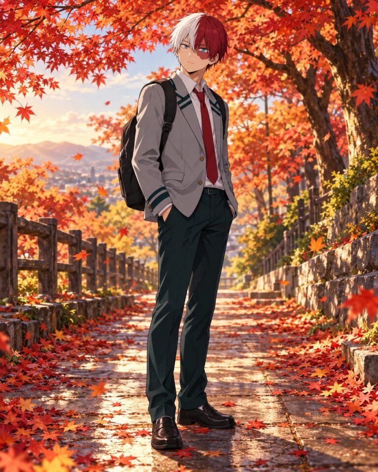 Fondo de pantalla de todoroki hojas otonales
