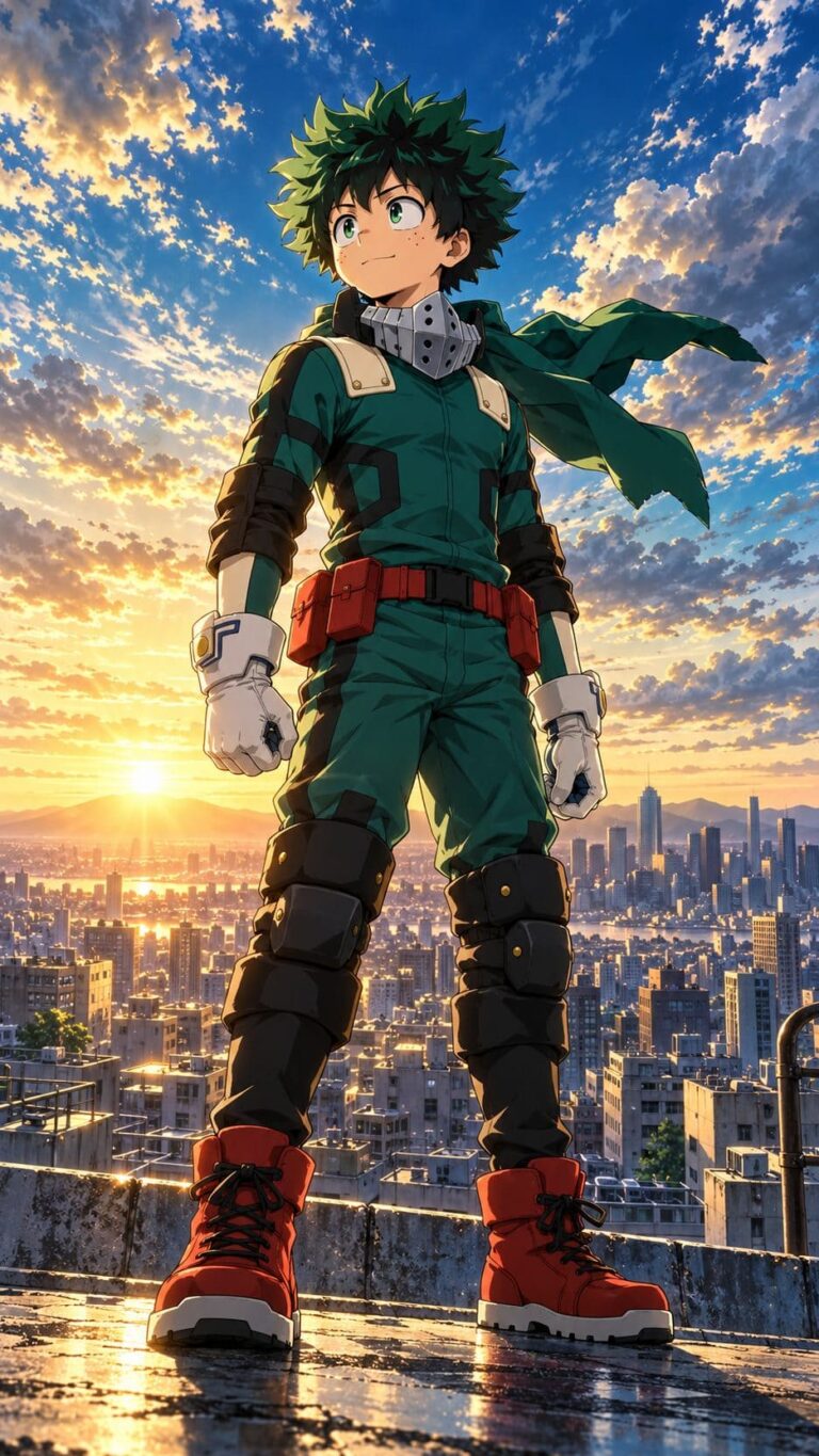 Fondo de pantalla deku azotea al amanecer