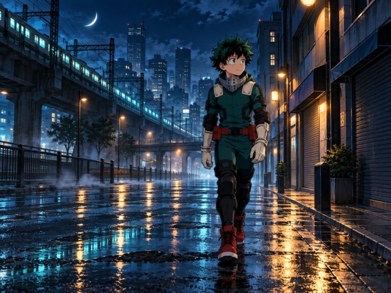 Fondo de pantalla deku calle nocturna