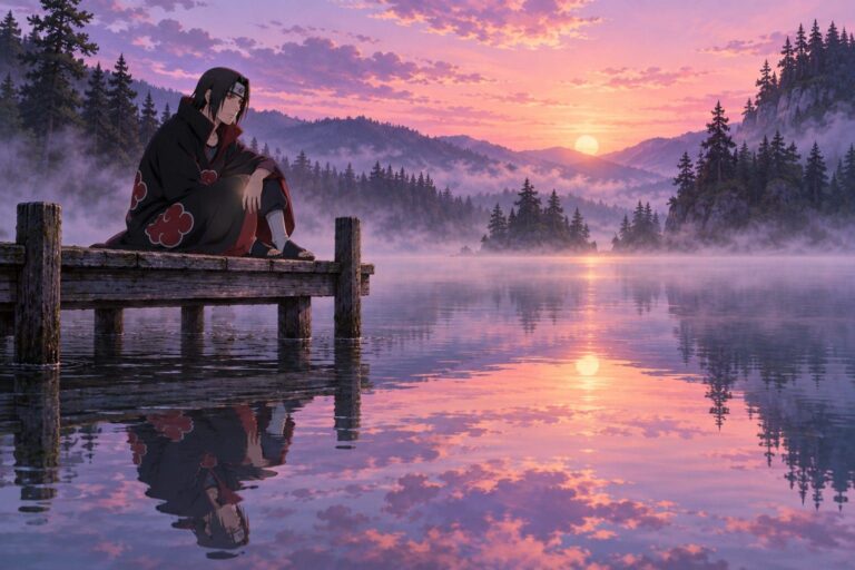 Fondo de pantalla itachi lago amanecer