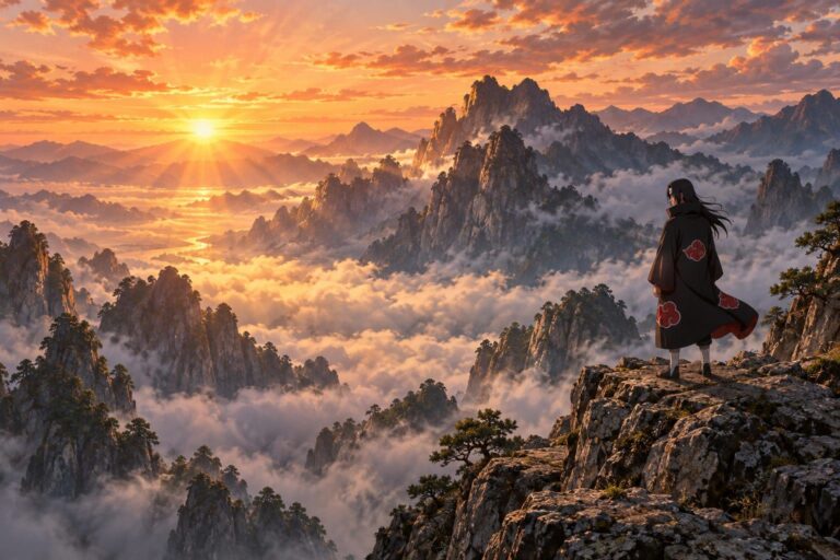 Fondo de pantalla itachi montanas amanecer