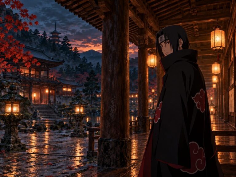 Fondo de pantalla itachi templo faroles