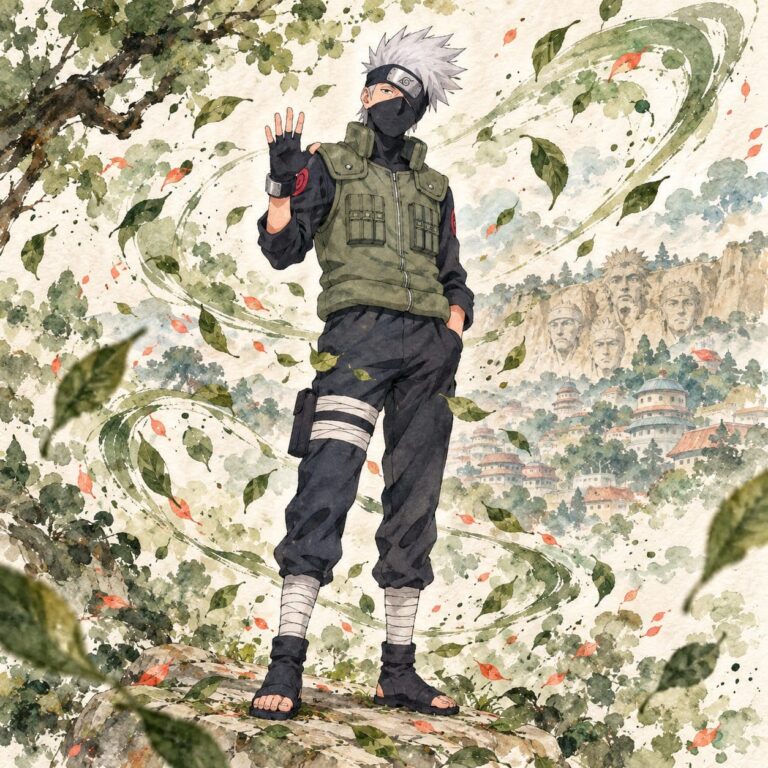Fondo de pantalla kakashi acuarela hojas