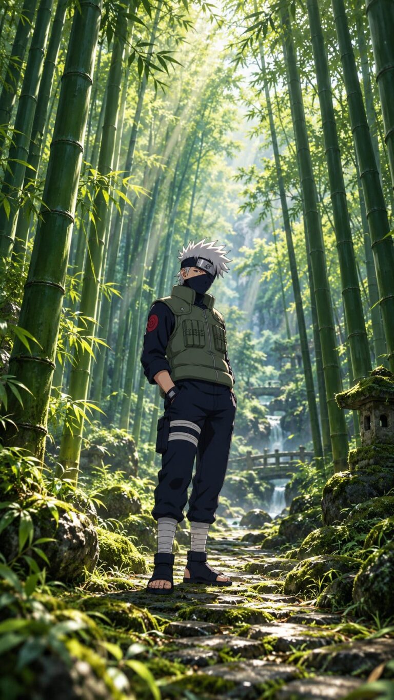 Fondo de pantalla kakashi bosque bambu