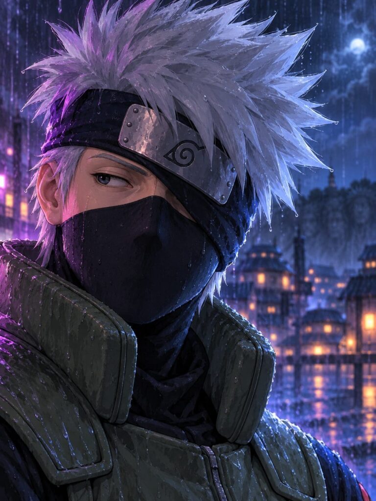 Fondo de pantalla kakashi retrato lluvia