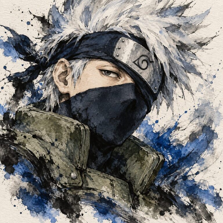 Fondo de pantalla kakashi tinta acuarela