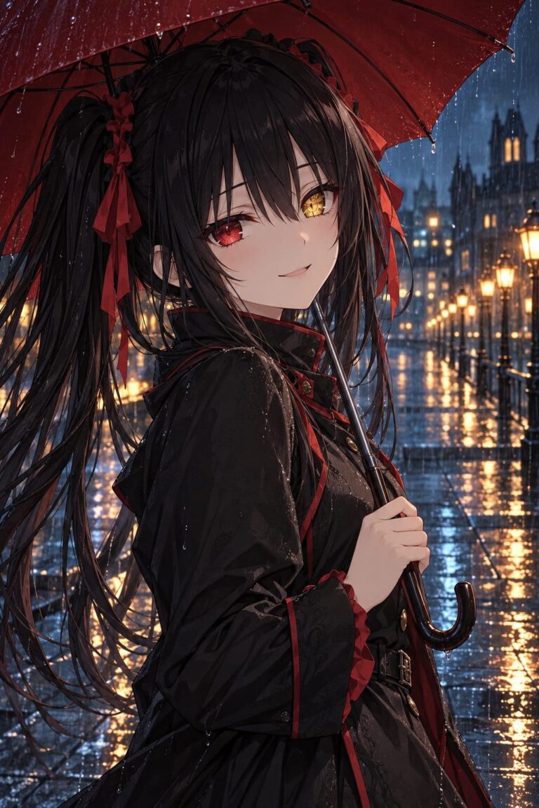 Fondo de pantalla kurumi bajo la lluvia