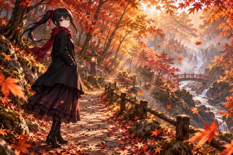 Fondo de pantalla kurumi bosque otonal
