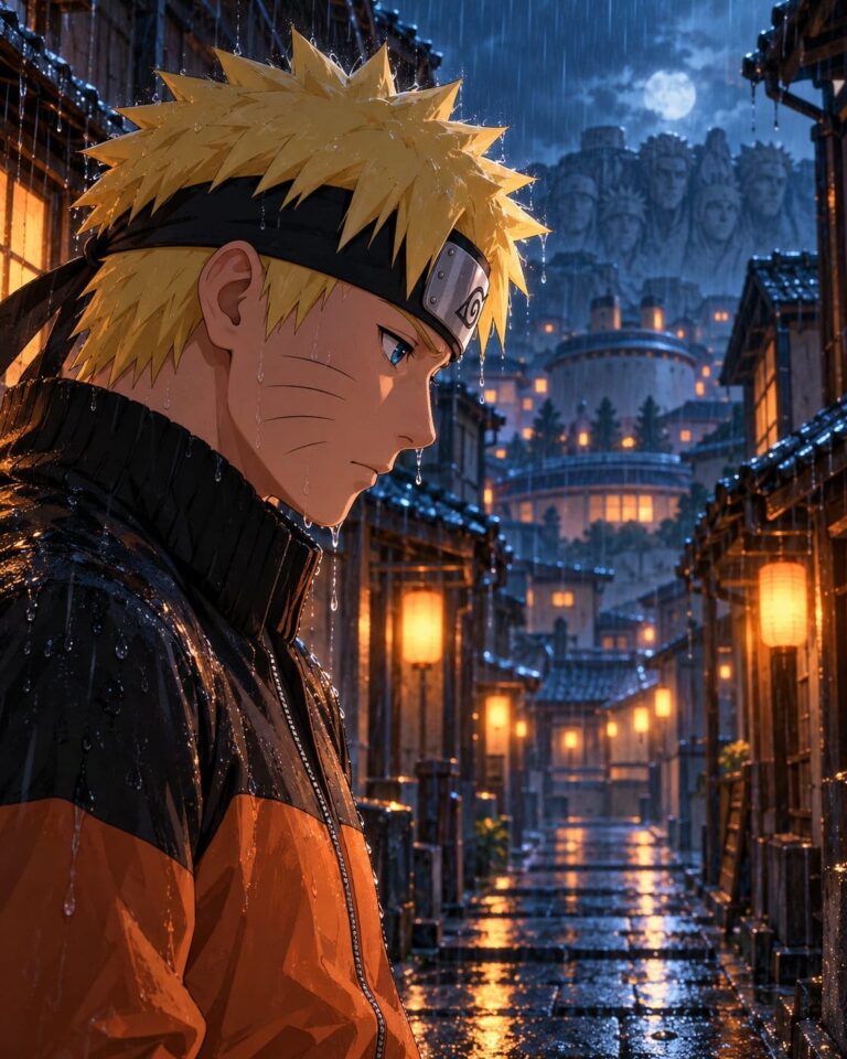 Fondo de pantalla naruto lluvia nocturna
