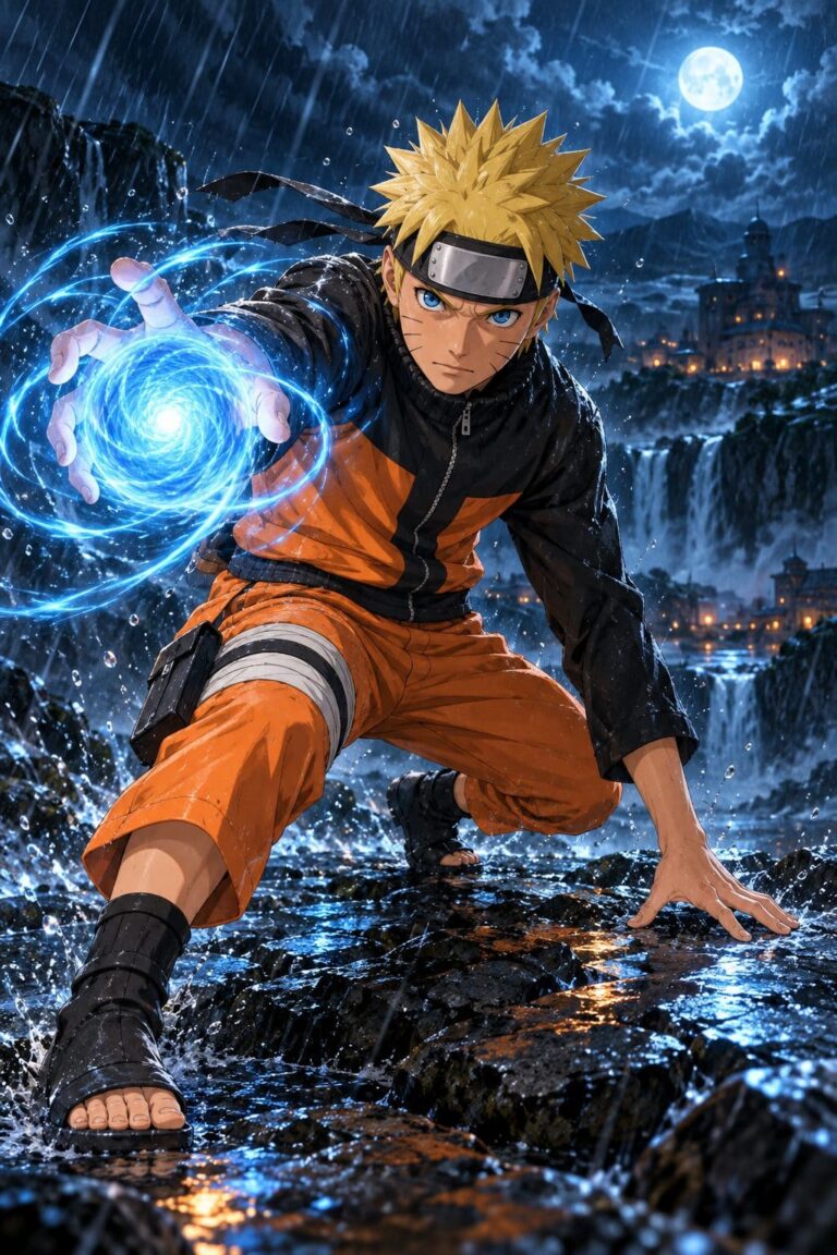 Fondo de pantalla naruto rasengan lluvia
