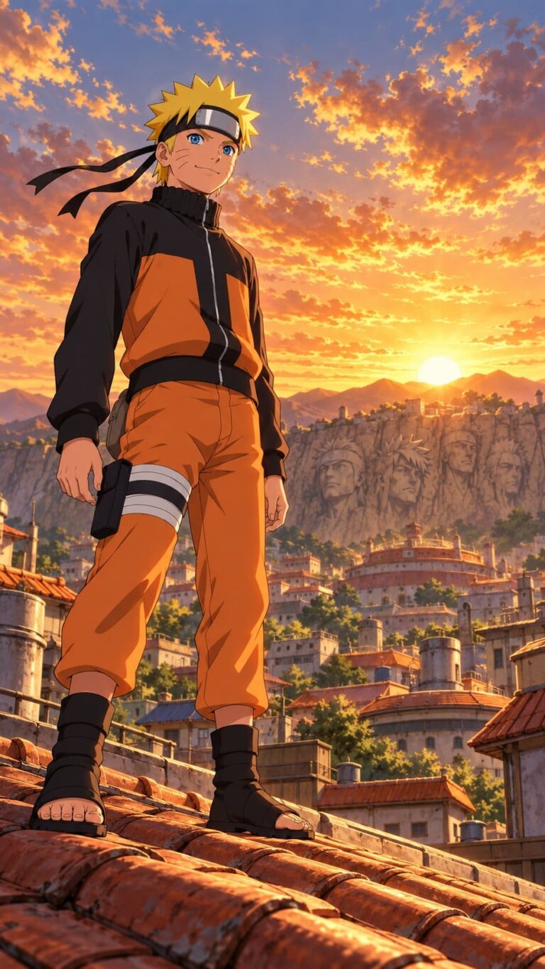 Fondo de pantalla naruto tejados amanecer