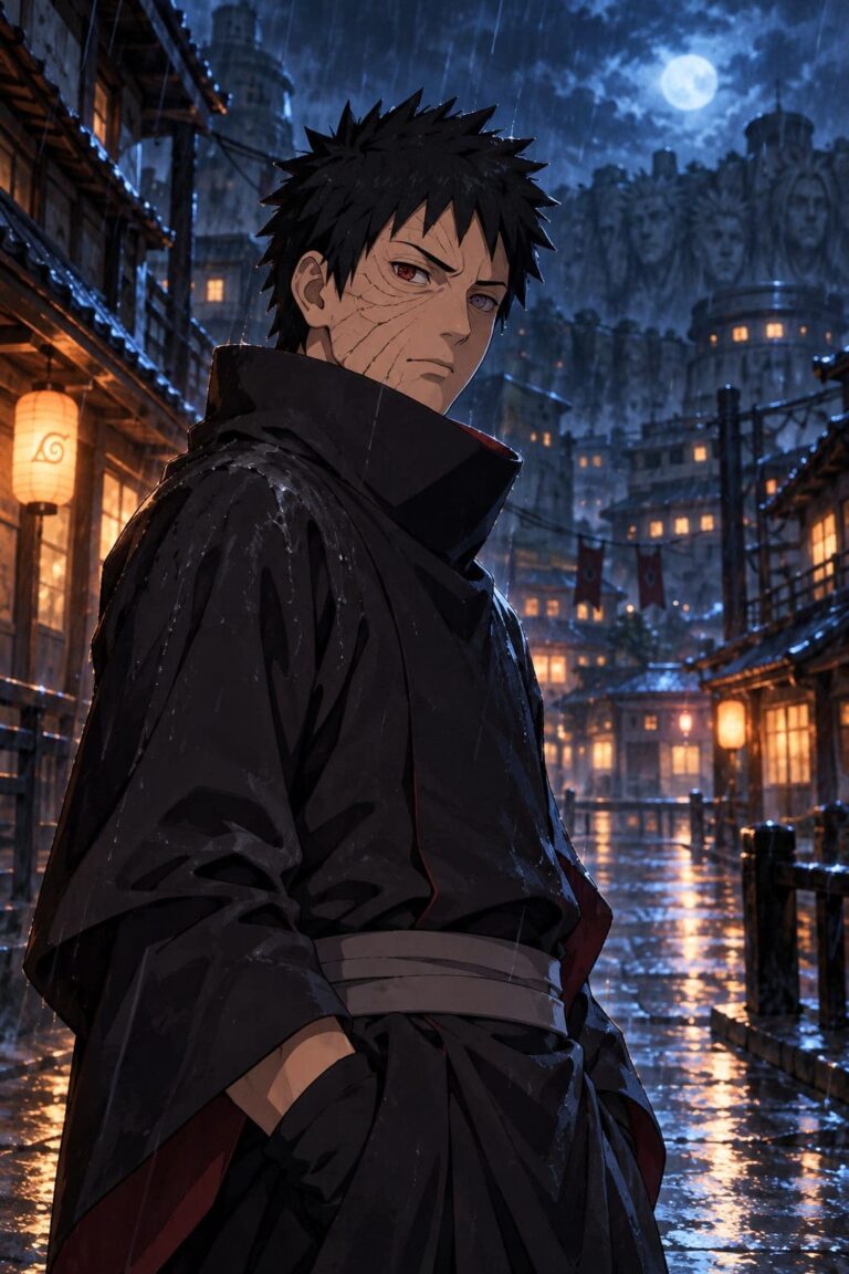 Fondo de pantalla obito lluvia nocturna