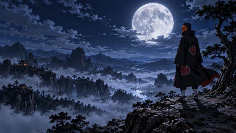 Fondo de pantalla obito luna montanas