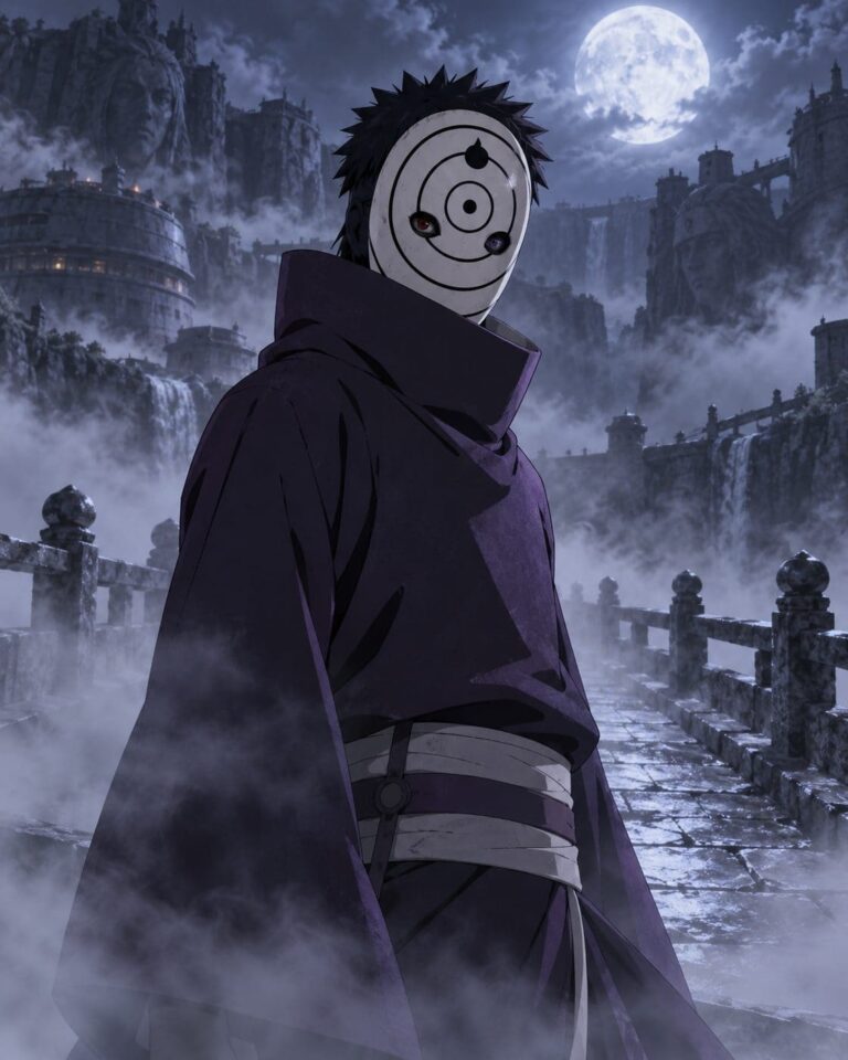 Fondo de pantalla obito mascara blanca niebla