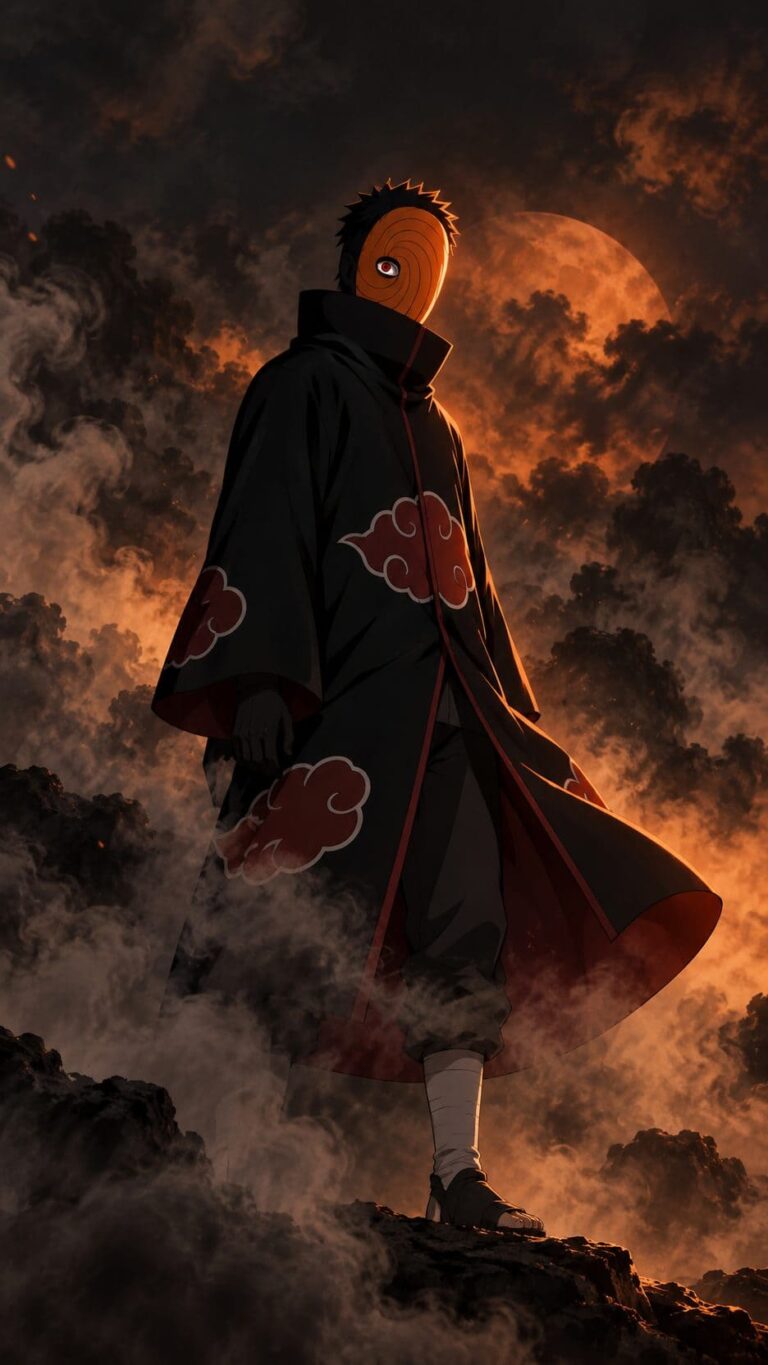 Fondo de pantalla obito mascara naranja niebla