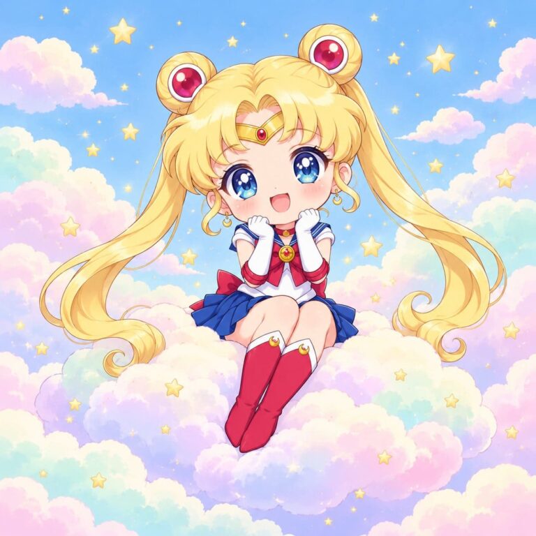 Fondo de pantalla sailor moon chibi entre nubes