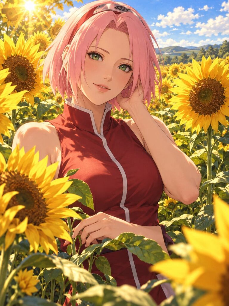 Fondo de pantalla sakura girasoles
