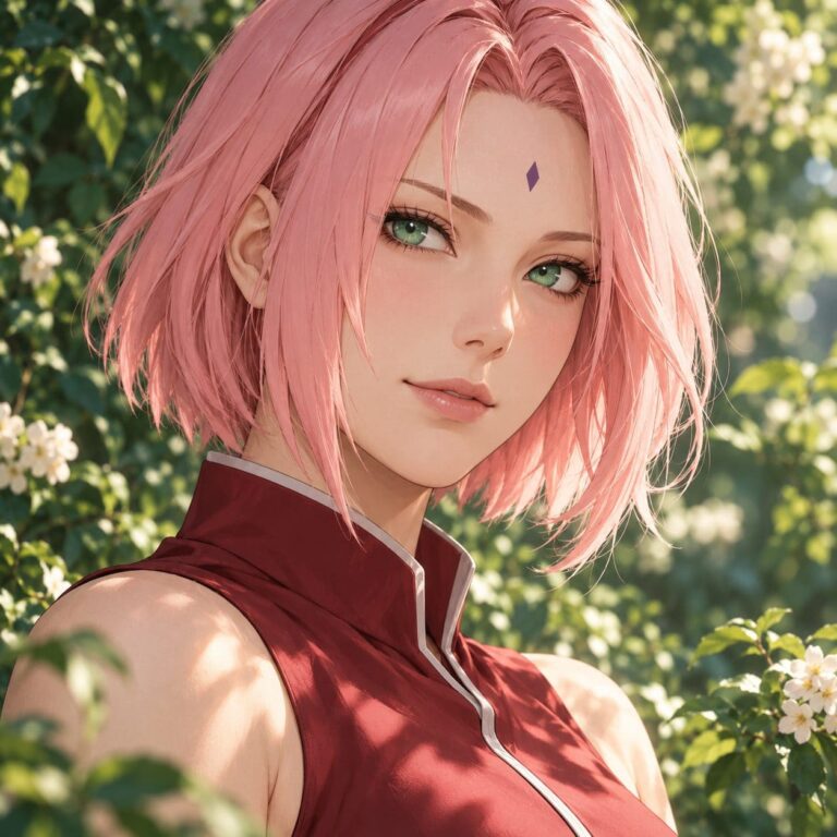 Fondo de pantalla sakura retrato ojos verdes