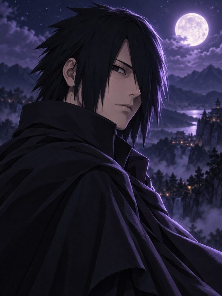 Fondo de pantalla sasuke capa noche violeta